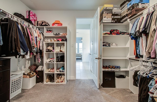 spacious closet featuring carpet floors