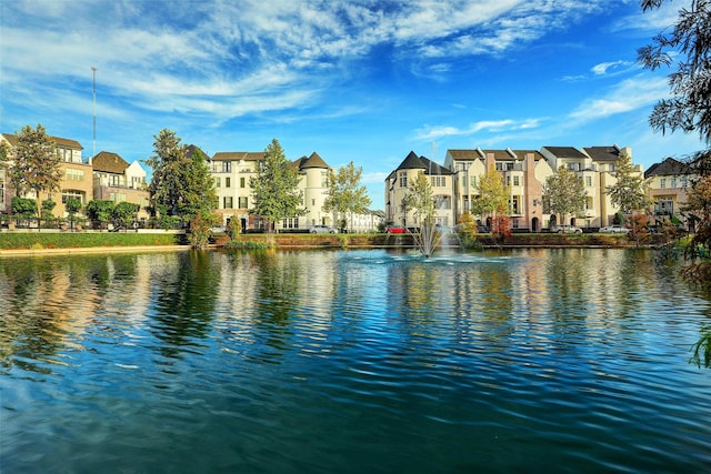 view of water feature with a residential view