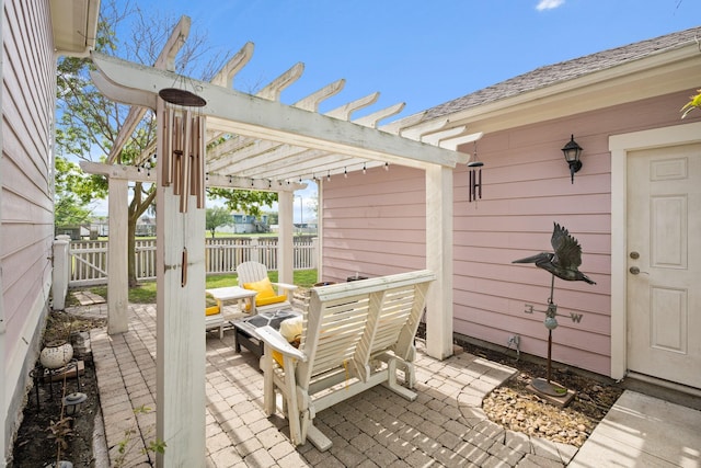 8 Latitude Ln, Galveston, TX 77554 - view of patio / terrace featuring fence and a pergola