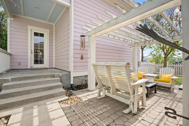 8 Latitude Ln, Galveston, TX 77554 - view of patio / terrace with fence and a pergola