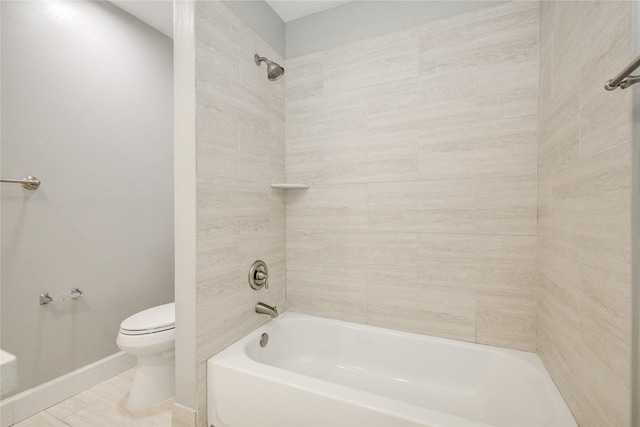 2706 Williams Grant St, Sugar Land, TX 77479 - bathroom featuring toilet, baseboards, bathing tub / shower combination, and tile patterned flooring