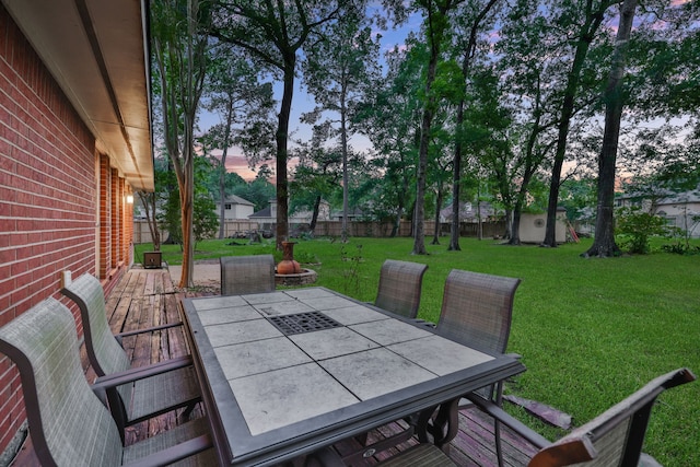 view of patio / terrace with a fenced backyard and outdoor dining area