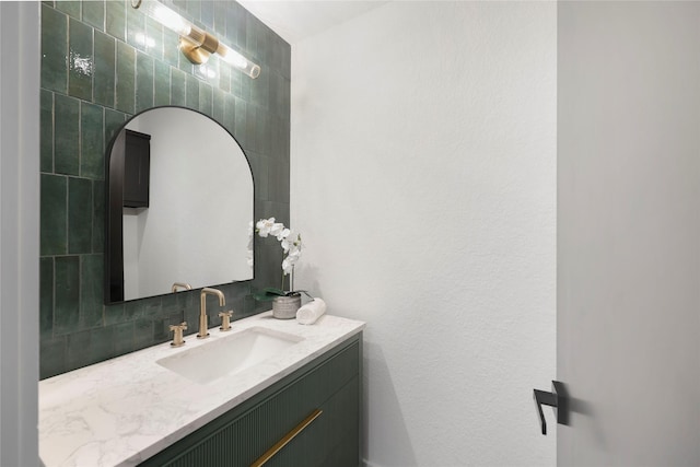 5510 Harvest Oak Landing Dr, Spring, TX 77386 - bathroom with vanity and tile walls