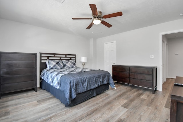 8102 Rhobell St, Houston, TX 77078 - bedroom featuring a ceiling fan and wood finished floors