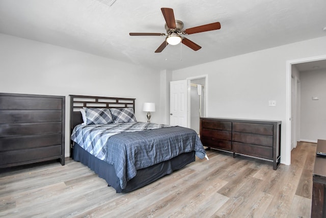 8102 Rhobell St, Houston, TX 77078 - bedroom featuring ceiling fan and wood finished floors