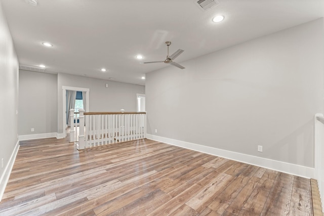 26111 Upper Beacon Pl, Montgomery, TX 77316 - spare room with recessed lighting, ceiling fan, light wood finished floors, and visible vents