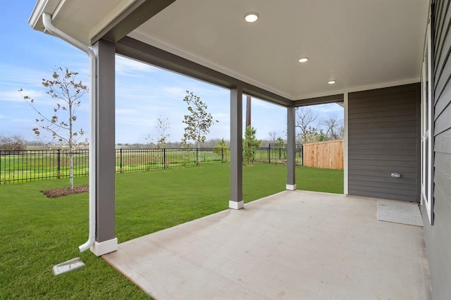 view of patio featuring a fenced backyard