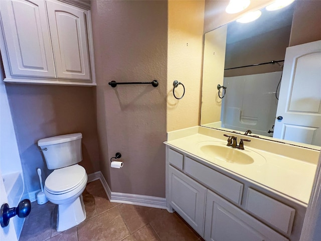 110 Hummingbird Ct, Richwood, TX 77566 - bathroom with vanity, baseboards, walk in shower, and toilet