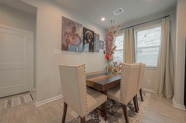 23611 Blackhaw Blossom Ln, Katy, TX 77493 - dining room with visible vents, recessed lighting, baseboards, and light wood-type flooring