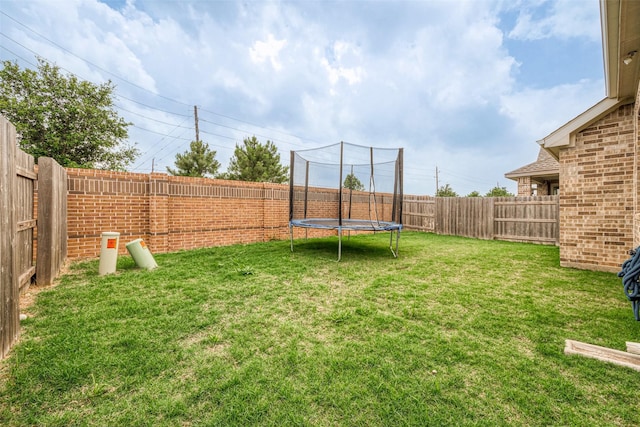 23611 Blackhaw Blossom Ln, Katy, TX 77493 - view of yard featuring a fenced backyard and a trampoline