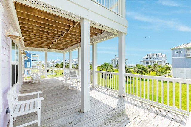 deck featuring a yard