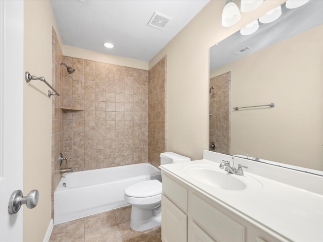 17306 Lake Chelan Ln, Humble, TX 77346 - full bathroom with vanity, toilet, shower / tub combination, and visible vents
