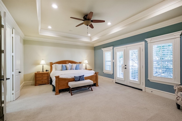 5336 Inker St, Houston, TX 77007 - bedroom with a raised ceiling, access to outside, carpet, and french doors