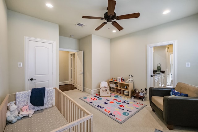 5336 Inker St, Houston, TX 77007 - bedroom with carpet flooring, recessed lighting, and visible vents
