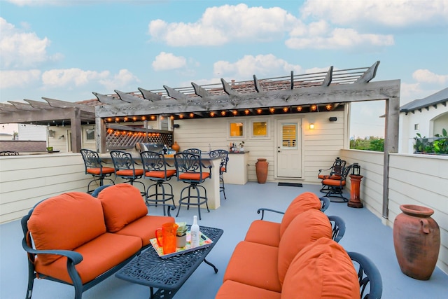 5336 Inker St, Houston, TX 77007 - view of patio / terrace featuring an outdoor hangout area, outdoor dry bar, and a pergola