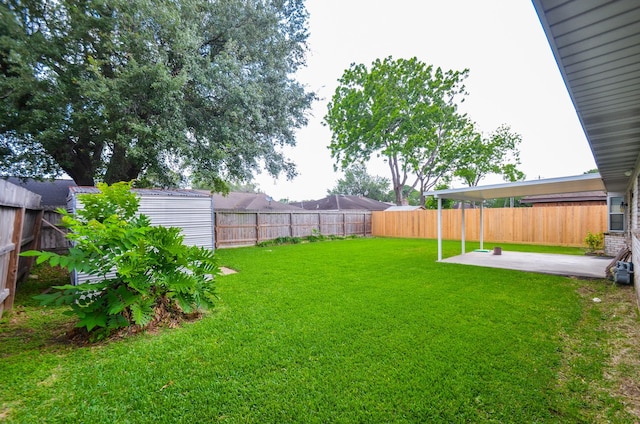 view of yard featuring a fenced backyard and a patio area