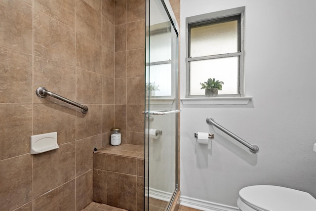 227 Oak Hollow St, Conroe, TX 77301 - bathroom with toilet and a stall shower