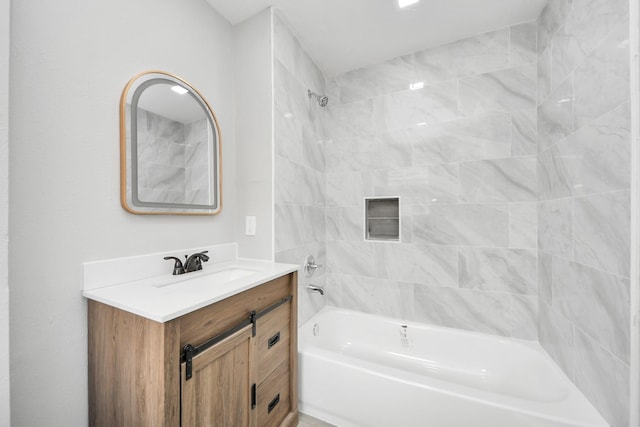 bathroom featuring vanity and shower / washtub combination