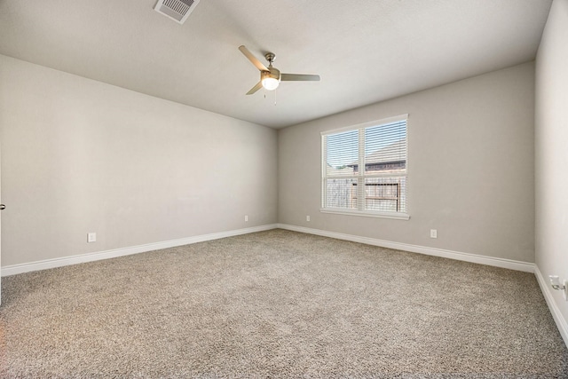 31214 Gullwing Manor Dr, Tomball, TX 77375 - empty room featuring visible vents, baseboards, ceiling fan, and carpet floors