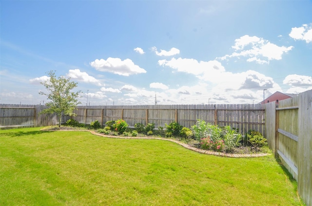 view of yard with a fenced backyard
