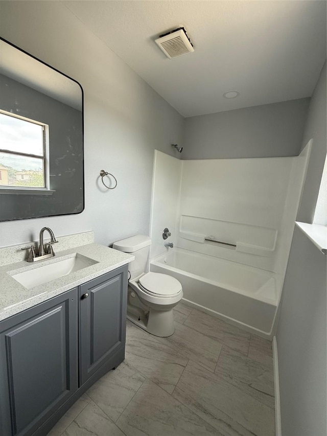 8127 Chancewood Ln, Humble, TX 77338 - full bathroom with toilet, visible vents, washtub / shower combination, and vanity