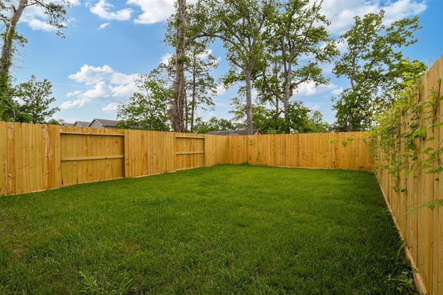 view of yard with a fenced backyard