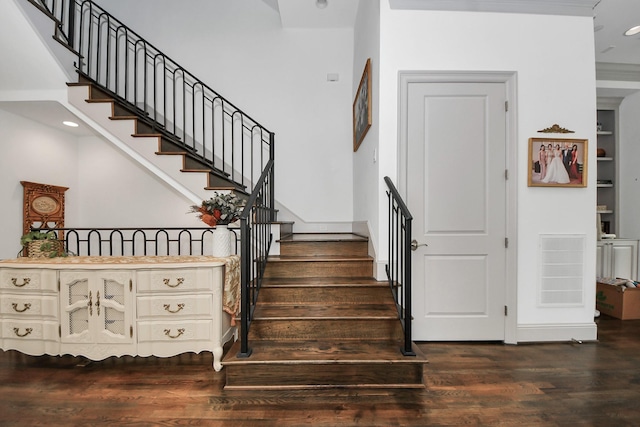 403 W Pierce St W, Houston, TX 77019 - stairs with wood finished floors, recessed lighting, and baseboards