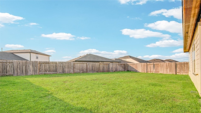 view of yard with a fenced backyard