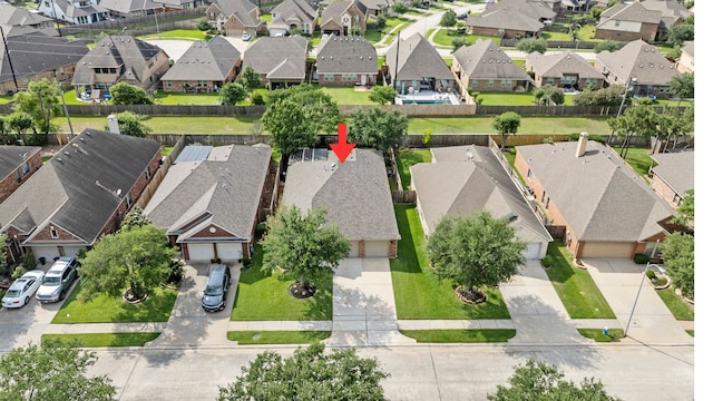 bird's eye view with a residential view