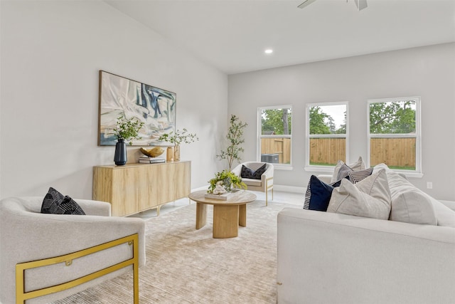 8161 Crestview Dr, Houston, TX 77028 - living room featuring healthy amount of natural light, recessed lighting, and ceiling fan