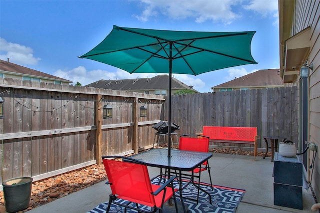 view of patio featuring fence private yard