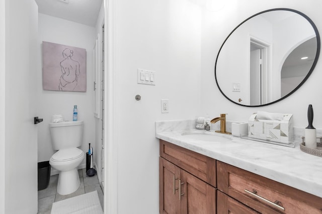 2718 Lazy Spring Dr, Houston, TX 77080 - bathroom featuring vanity, tile patterned floors, toilet, and baseboards