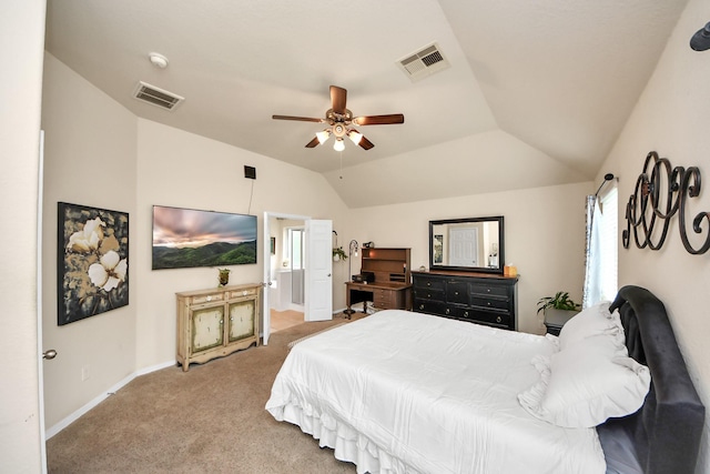 6822 Oaken Gate Way, Humble, TX 77338 - carpeted bedroom featuring vaulted ceiling, ceiling fan, and baseboards
