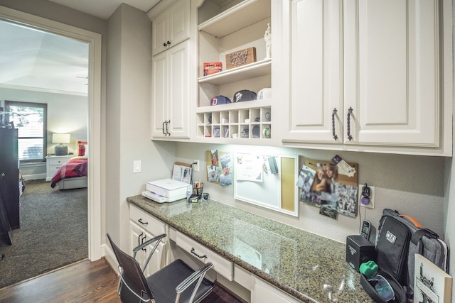 home office featuring dark wood finished floors