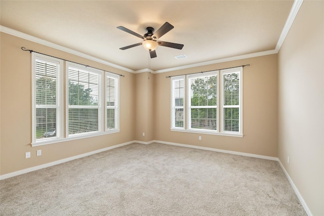 5811 Cimmaron Creek Ct, Spring, TX 77379 - carpeted spare room with crown molding, plenty of natural light, and ceiling fan