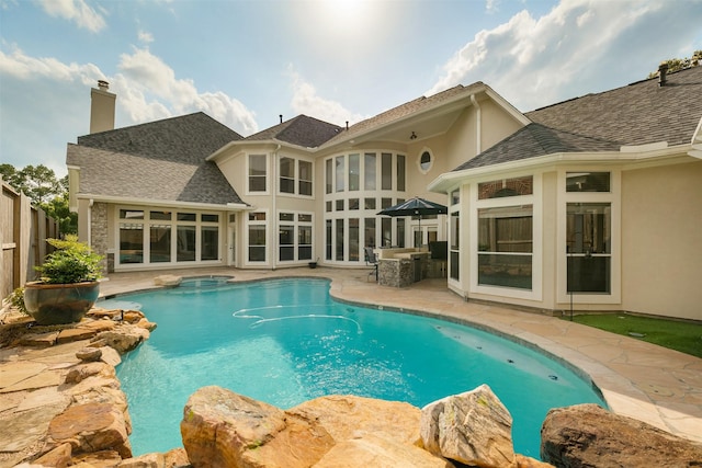 5811 Cimmaron Creek Ct, Spring, TX 77379 - outdoor pool with fence and a patio area
