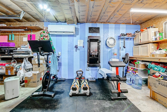 interior space with a wall mounted AC