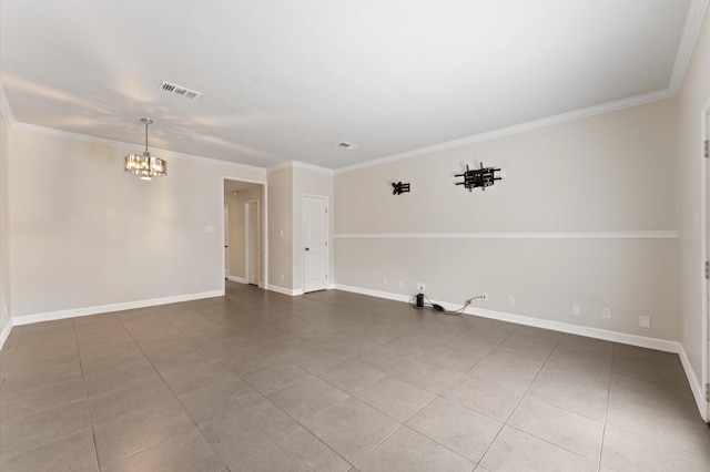 7545 Brompton St Unit 7545, Houston, TX 77025 - tiled empty room with a chandelier, crown molding, and baseboards