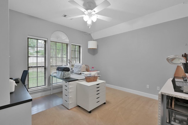 5 Highland Hollow Dr, Conroe, TX 77304 - office space with ceiling fan, light carpet, and baseboards