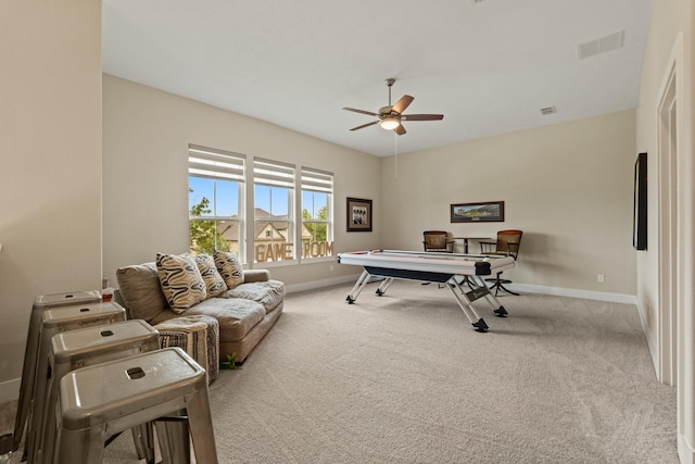 720 Serenity View Ln, Katy, TX 77493 - carpeted office space featuring baseboards, ceiling fan, and visible vents