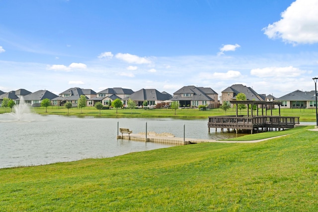 720 Serenity View Ln, Katy, TX 77493 - dock area with a lawn, a water view, and a residential view