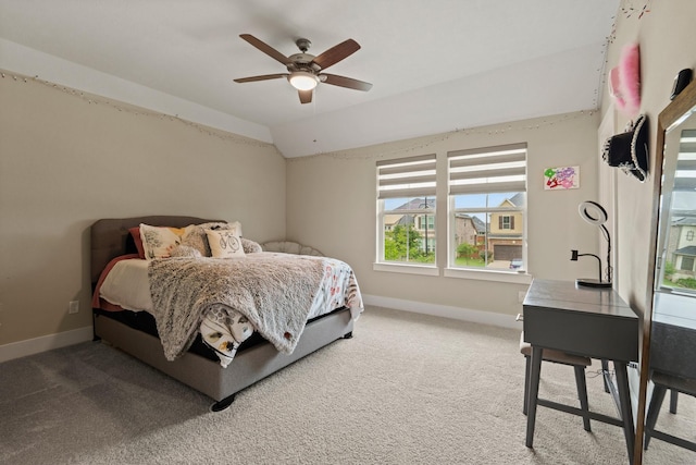 720 Serenity View Ln, Katy, TX 77493 - carpeted bedroom with baseboards, a ceiling fan, and vaulted ceiling