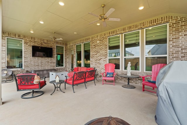 720 Serenity View Ln, Katy, TX 77493 - view of patio / terrace with a ceiling fan and outdoor lounge area