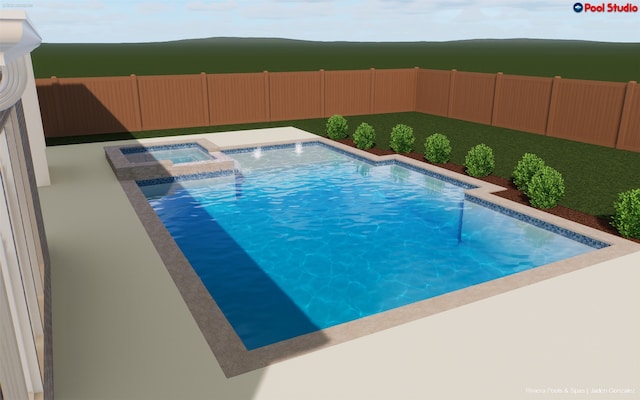 720 Serenity View Ln, Katy, TX 77493 - view of pool featuring a fenced backyard and a pool with connected hot tub