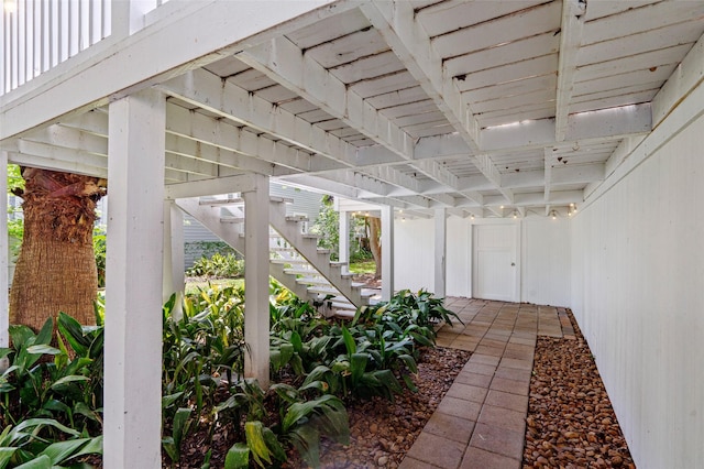 view of patio / terrace with stairway