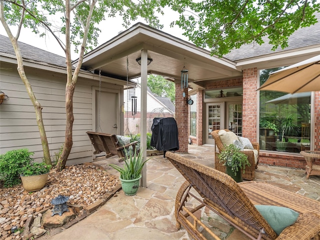 view of patio featuring area for grilling