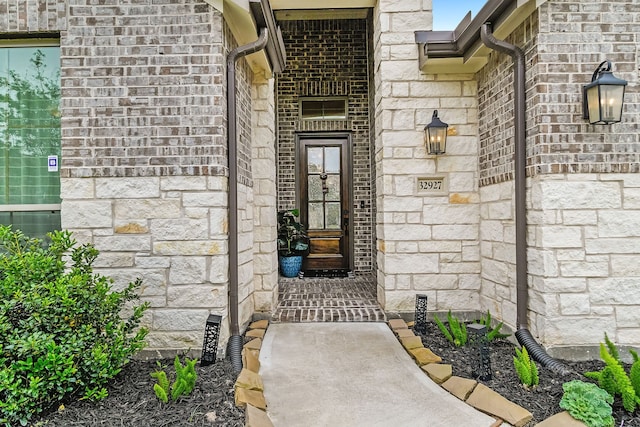 32927 Franklin Brooks Dr, Brookshire, TX 77423 - doorway to property with stone siding