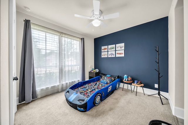 32927 Franklin Brooks Dr, Brookshire, TX 77423 - bedroom with baseboards, a ceiling fan, and carpet flooring