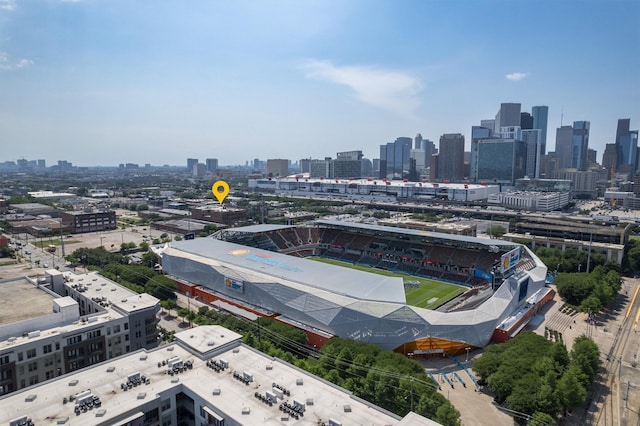 drone / aerial view featuring a view of city