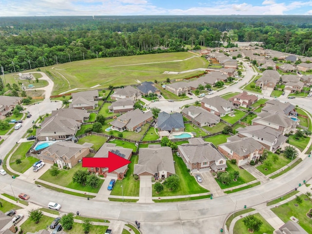 7610 Willow School Dr, Spring, TX 77389 - bird's eye view with a residential view and a view of trees